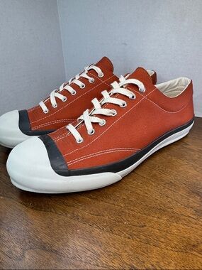 EUC MoonStar Mens Gym Court Brick Canvas Lace-up Sneakers in Rust, sz 10